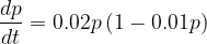 \dpi{120} \frac{dp}{dt}= 0.02p\left ( 1- 0.01p \right )